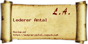 Lederer Antal névjegykártya